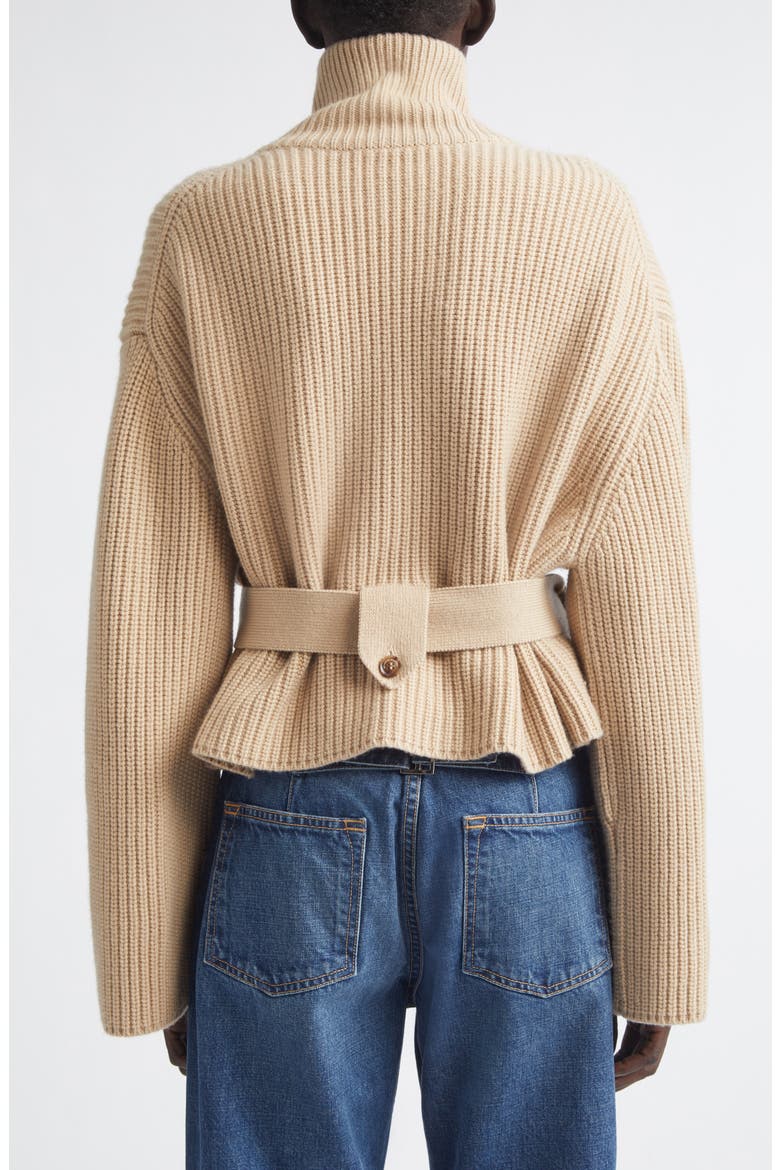 The Neal Belted Cashmere Zip Cardigan, Alternate, color, CAMEL