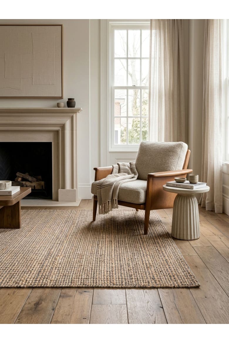 Fuji Wool & Jute Rug, Alternate, color, Brown