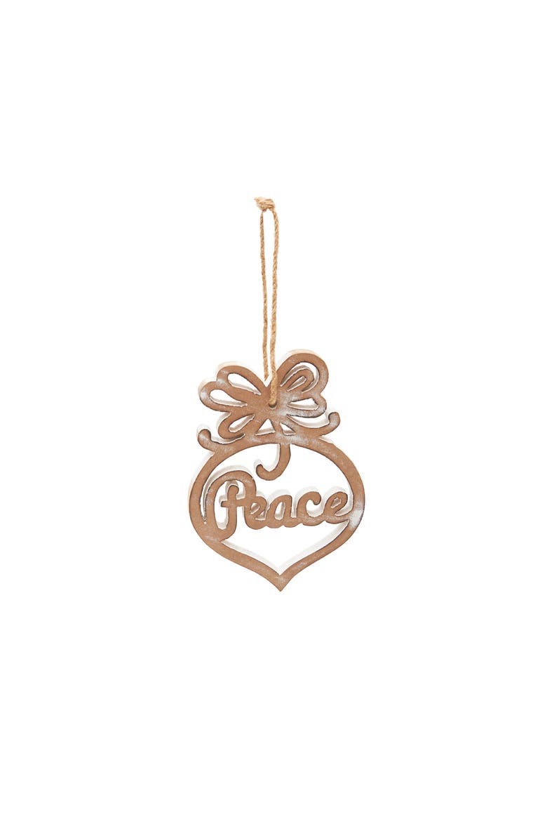 MDF Disc W/Peace Christmas Tree Ornament, Main, color, Gold