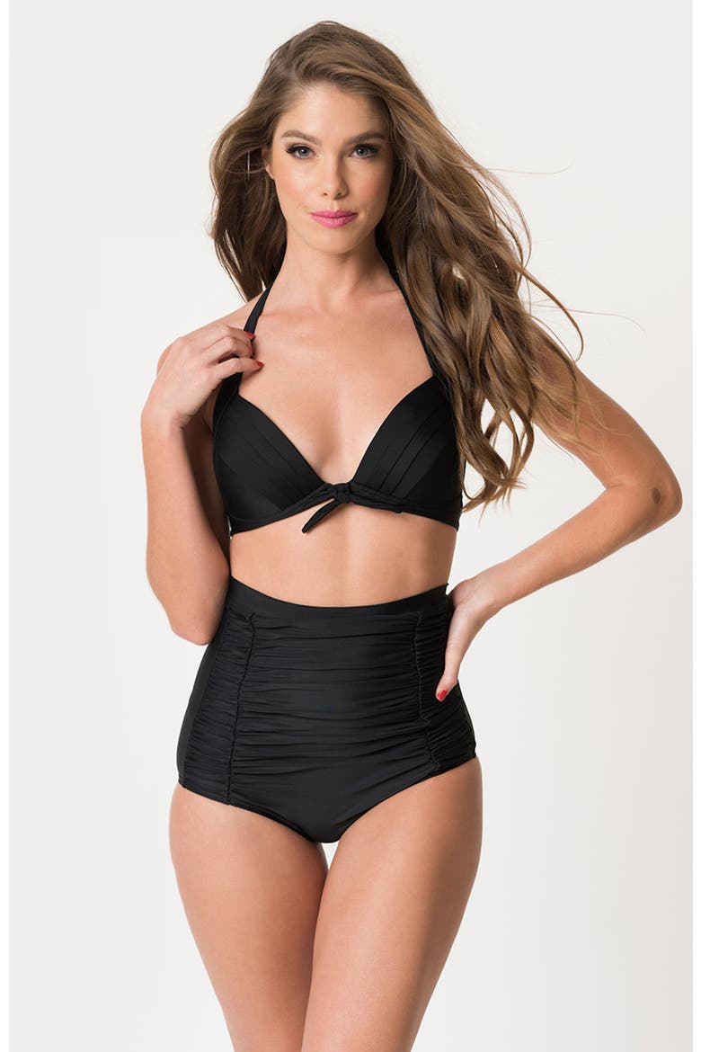Monroe High Waist Bikini Bottom, Main, color, Black