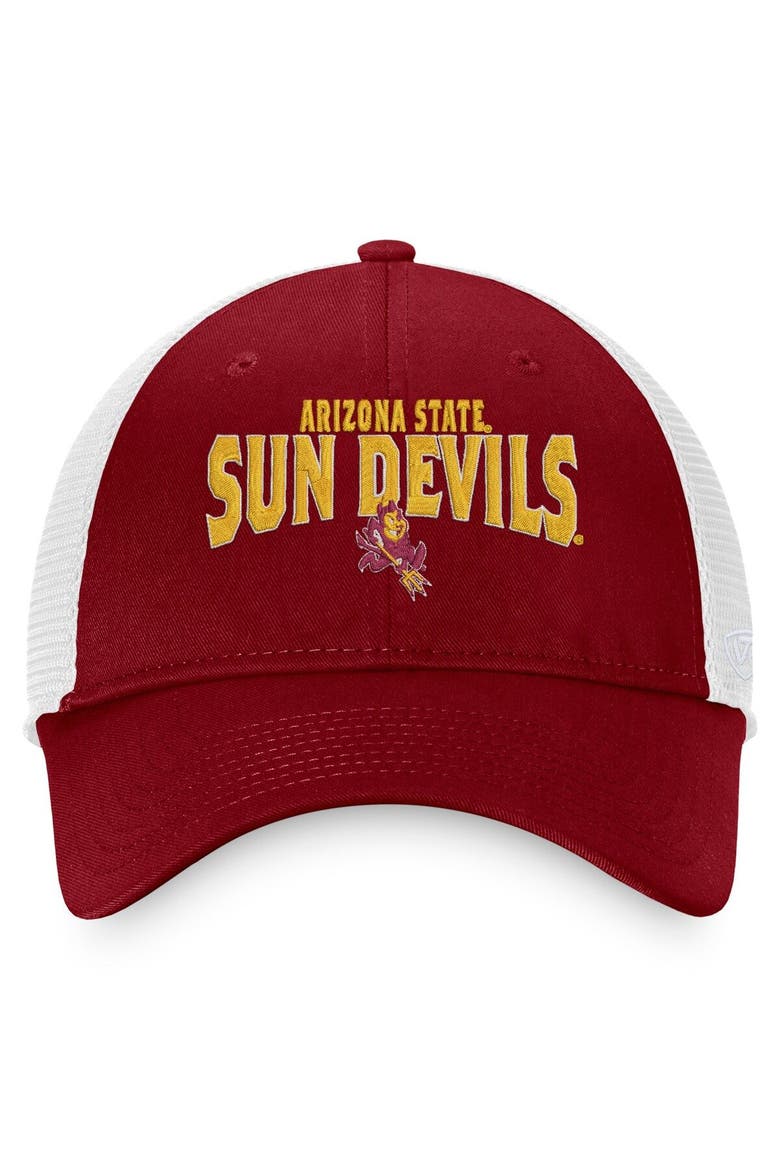 Men's Top of the World Maroon Arizona State Sun Devils Breakout Trucker Snapback Hat, Alternate, color, Maroon