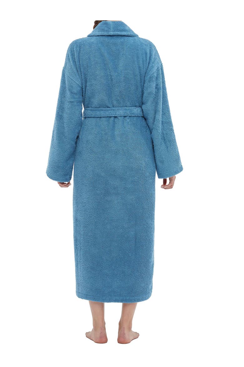 Shawl Collar Turkish Terry Cotton Bathrobe for Women, Alternate, color, Steel Blue