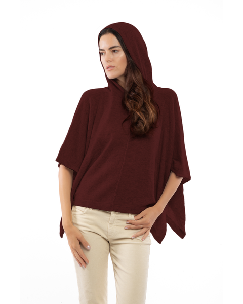 Pure Cashmere Button Hoodie Poncho