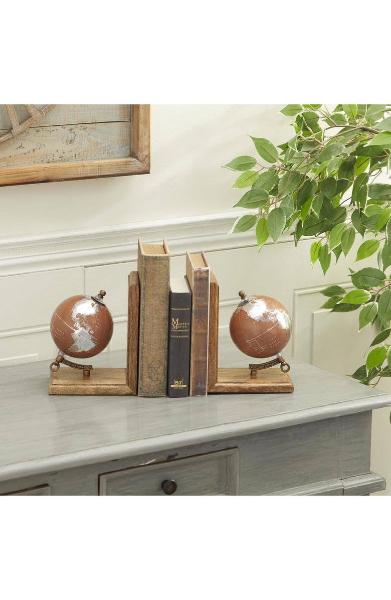 SONOMA SAGE HOME Brown Wood Globe Bookends, Alternate, color, Brown