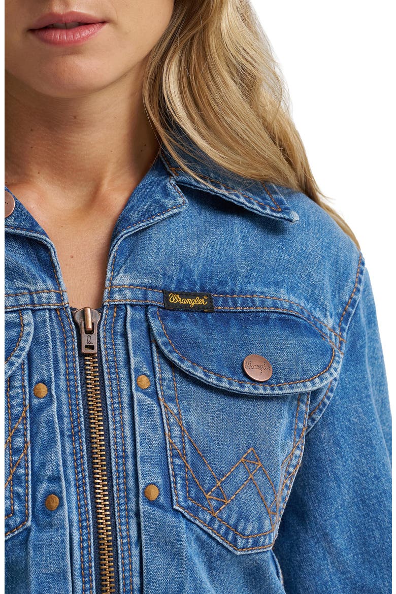 Super Cropped Denim Jacket, Alternate, color, COWBOY FADE