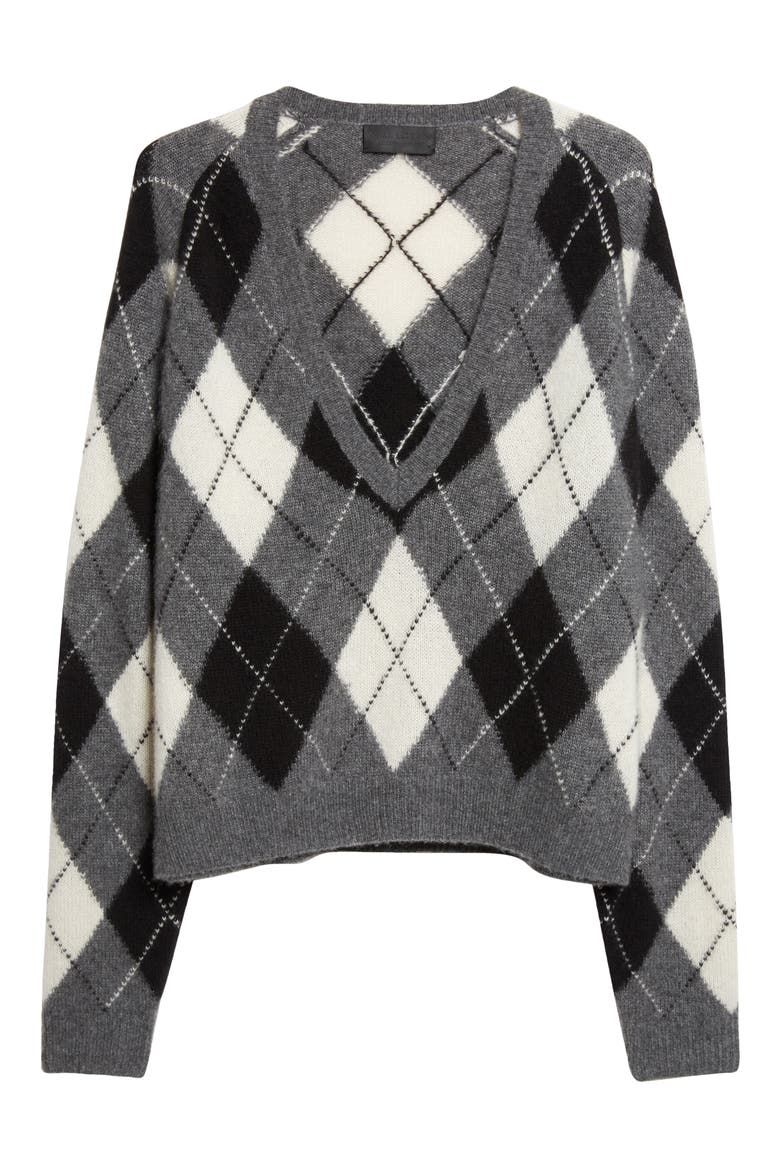 Feron Argyle V Neck Sweater, Alternate, color, CHARCOAL ARGYLE