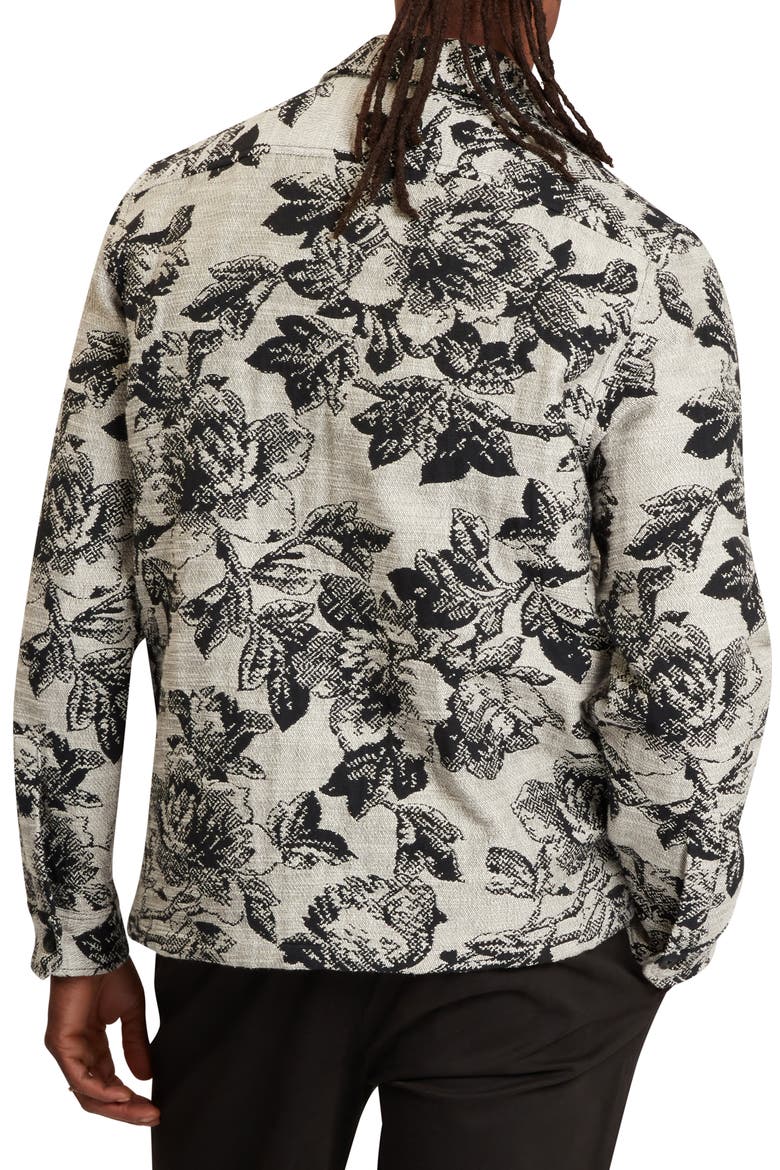 Mairis Floral Jacquard Button-Up Overshirt, Alternate, color, GREY