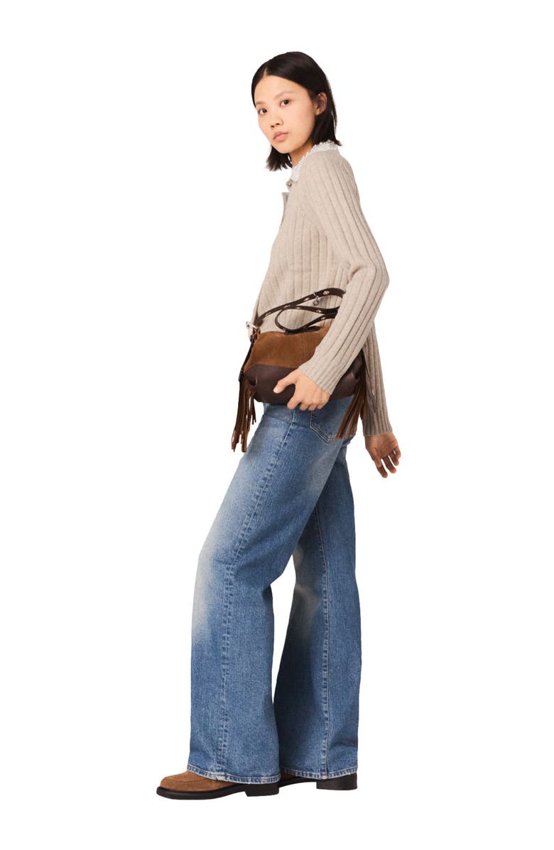 maje Cardigan with removable bead collar, Alternate, color, Beige