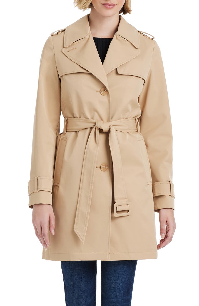 Kate Spade New York short trench coat, Alternate, color, Spring Khaki