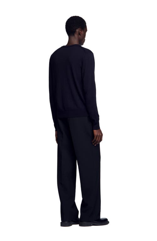 Sandro Merino Wool Sweater In Blue