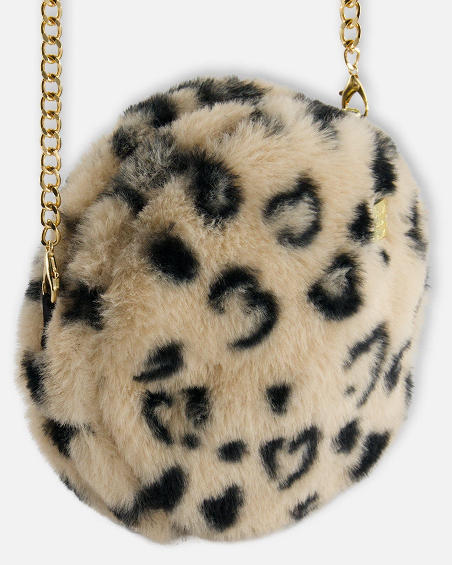 Deux par Deux Girl's Printed Leopard Faux Fur Shoulder Bag, Alternate, color, 