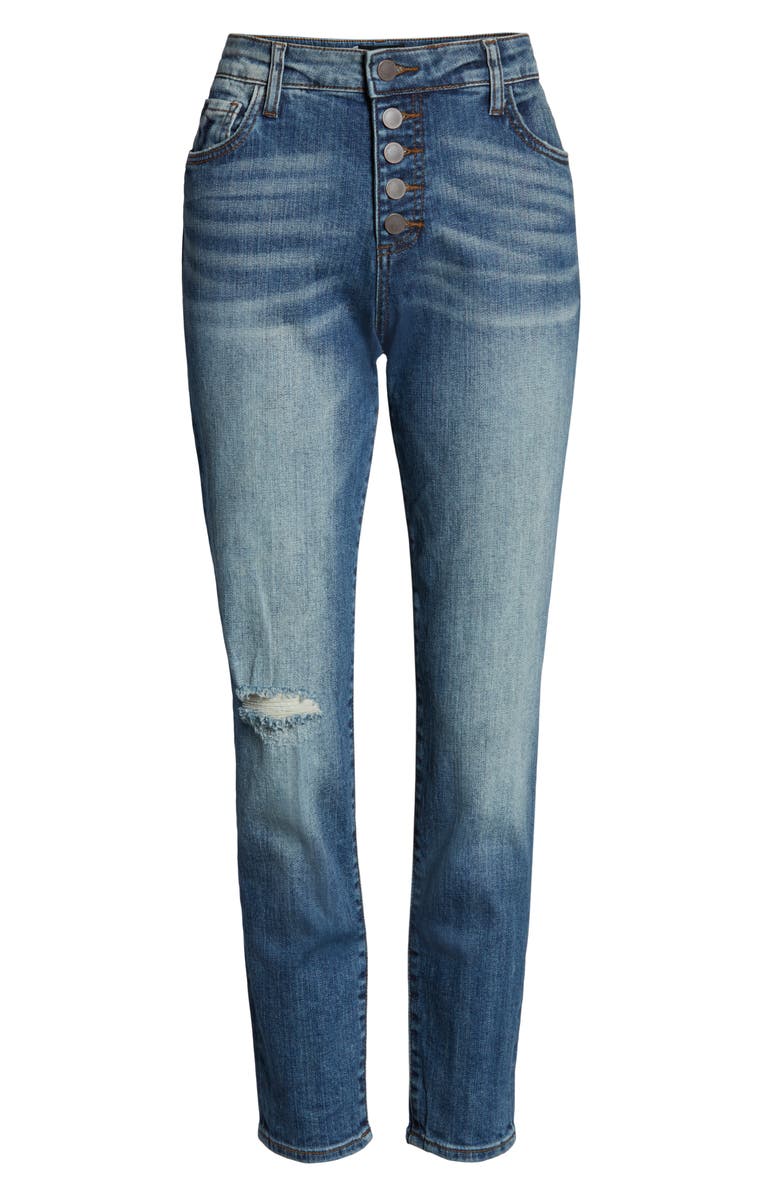 KUT from the Kloth Donna Ripped High Waist Ankle Skinny Jeans, Alternate, color, 