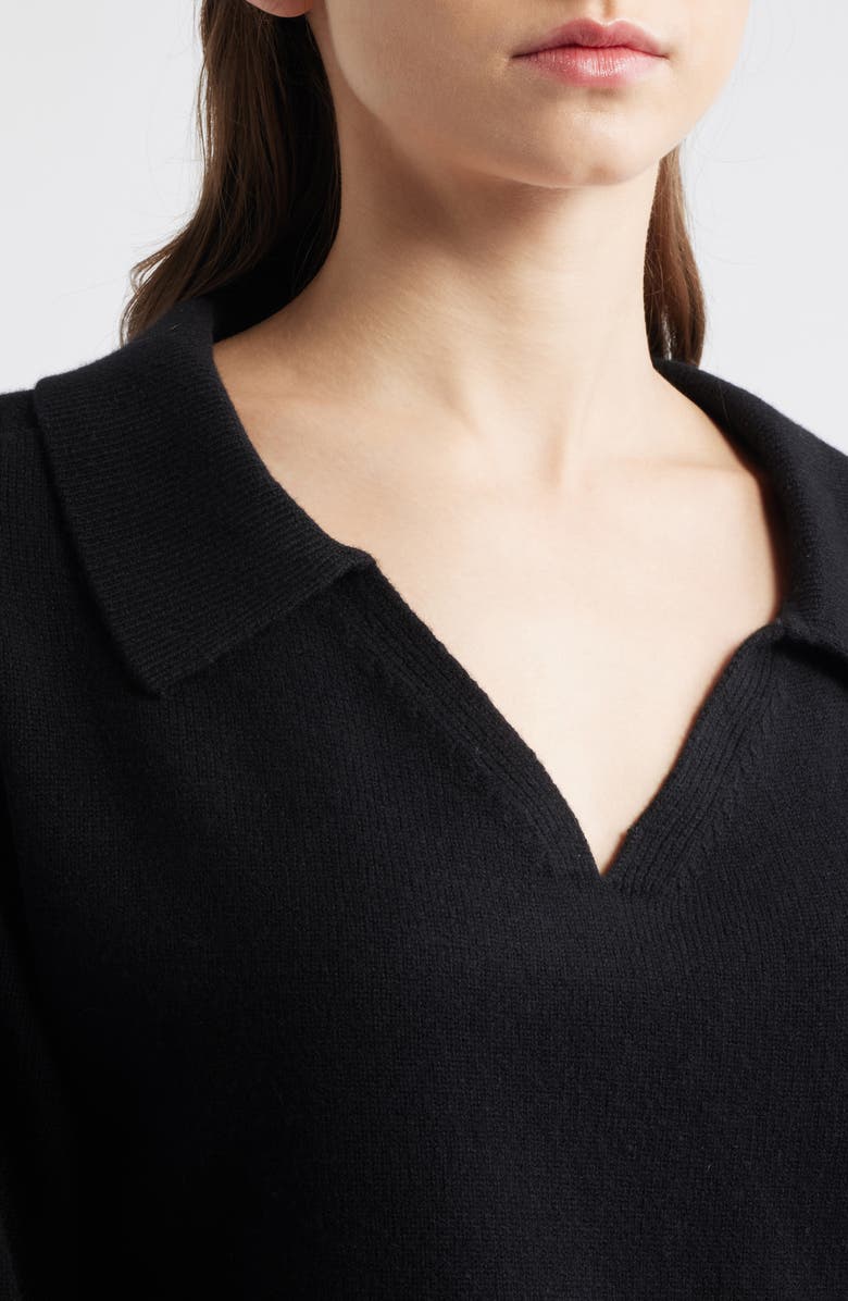 COS Wool Polo Sweater, Alternate, color, Black Dark