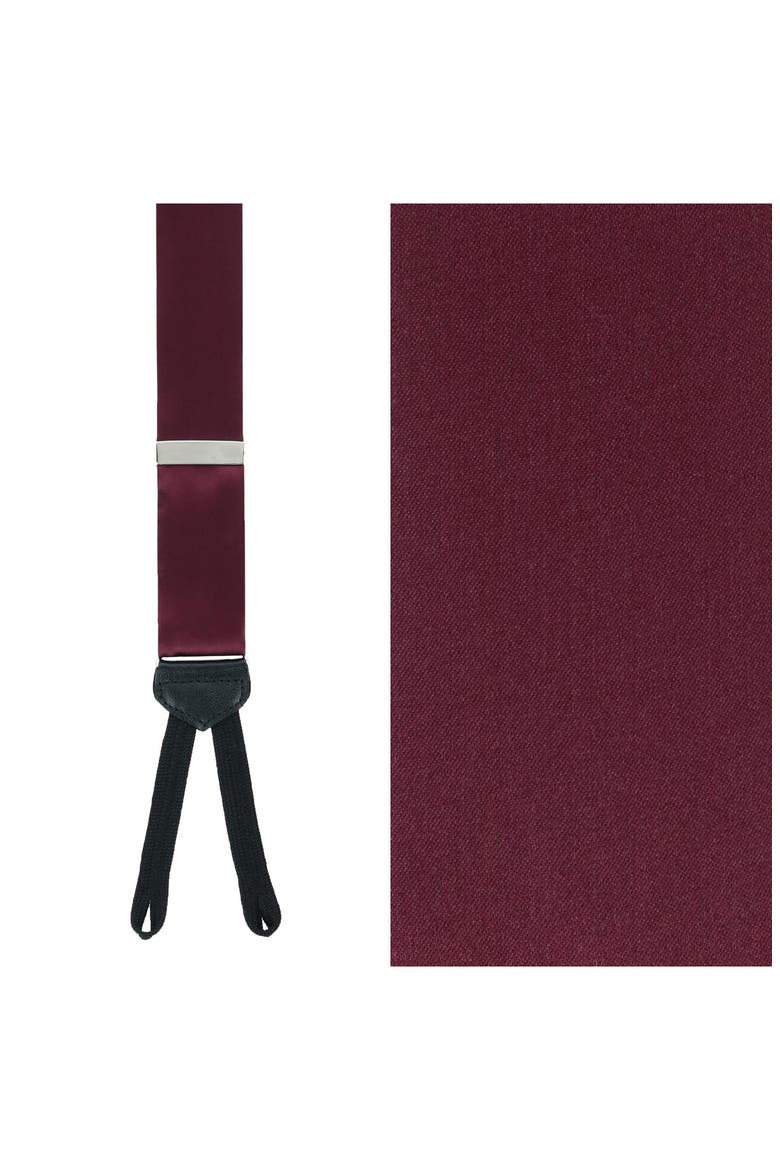 Sutton Solid Silk Suspenders, Alternate, color, BURGUNDY