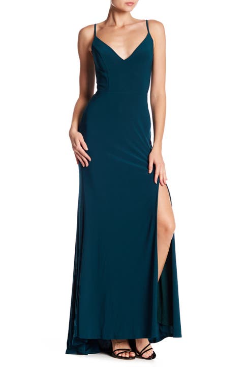 Plunge V-Neck Jersey Gown