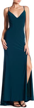 Jump Apparel Plunge V-Neck Jersey Gown