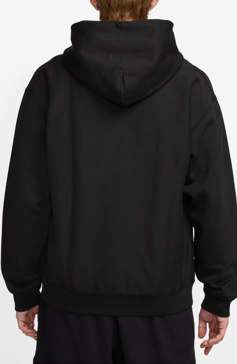 Nike Life Fleece Full Zip Hoodie, Alternate, color, 010 Black/Black/White