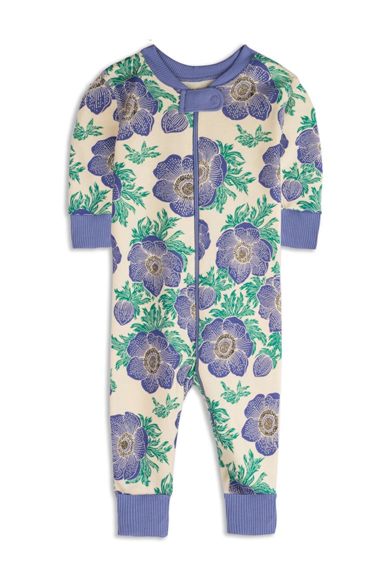 100% Organic Cotton Print Snug Fit Baby Pajamas, Main, color, Purple Poppies