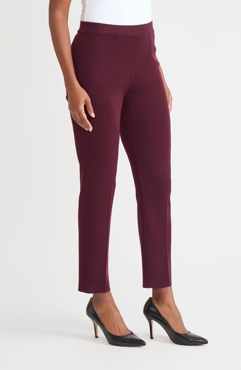 Misook Nancy Slim Leg Knit Pants, Alternate, color, Sangria