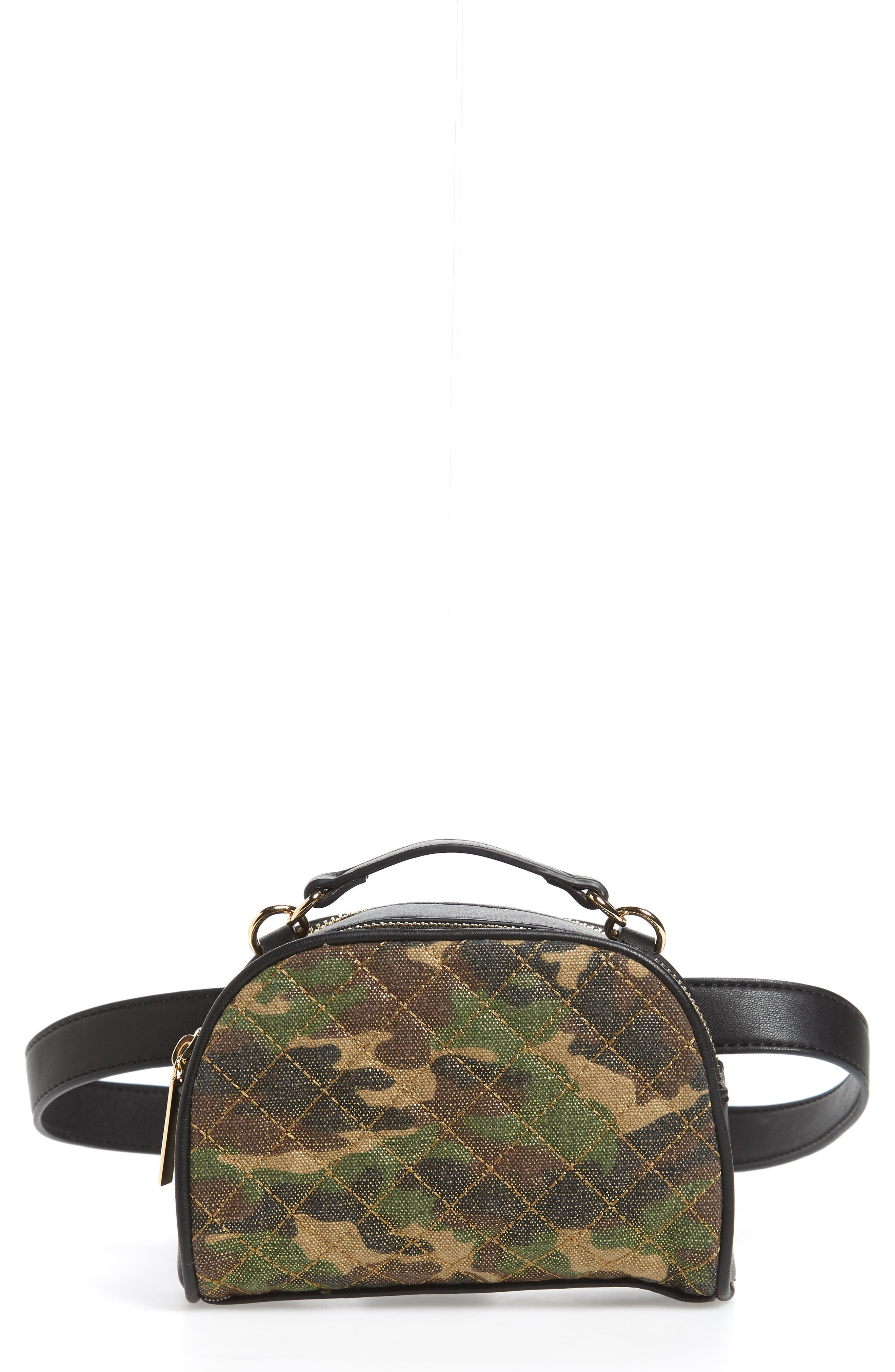 Quilted Camouflage Belt Bag, Main, color, CAMOUFLAGE
