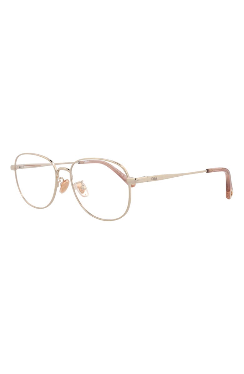Chloé 53mm Round Optical Glasses, Alternate, color, Gold Gold Transparent