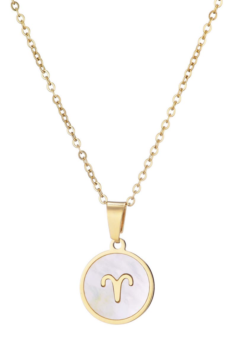 Zodiac Pendant Necklace, Main, color, WHITE - ARIES