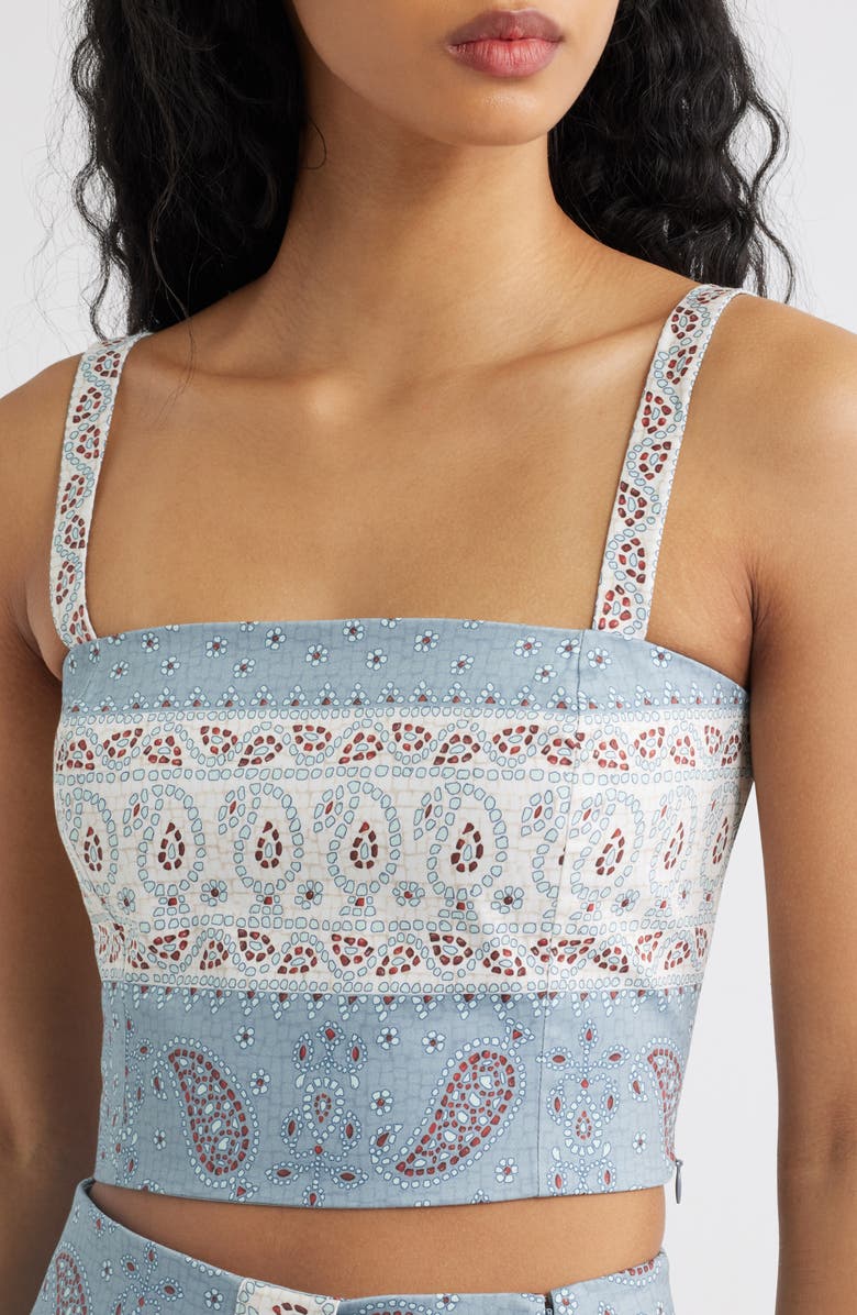 Hill House Home The Anya Paisley Print Crop Tank, Alternate, color, Gemstone Mosaic Dusty Blue
