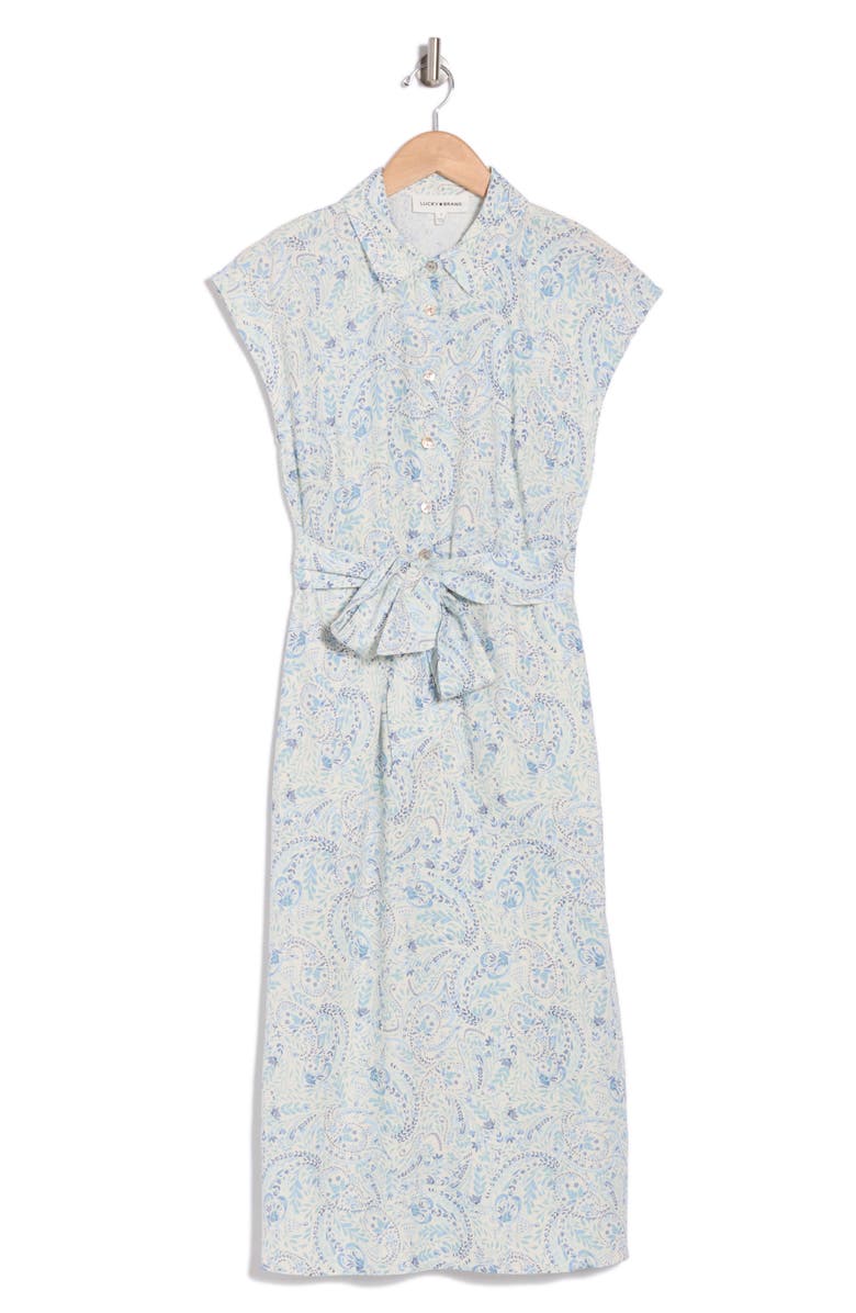 Lucky Brand Paisley Cap Sleeve Midi Shirtdress, Alternate, color, 