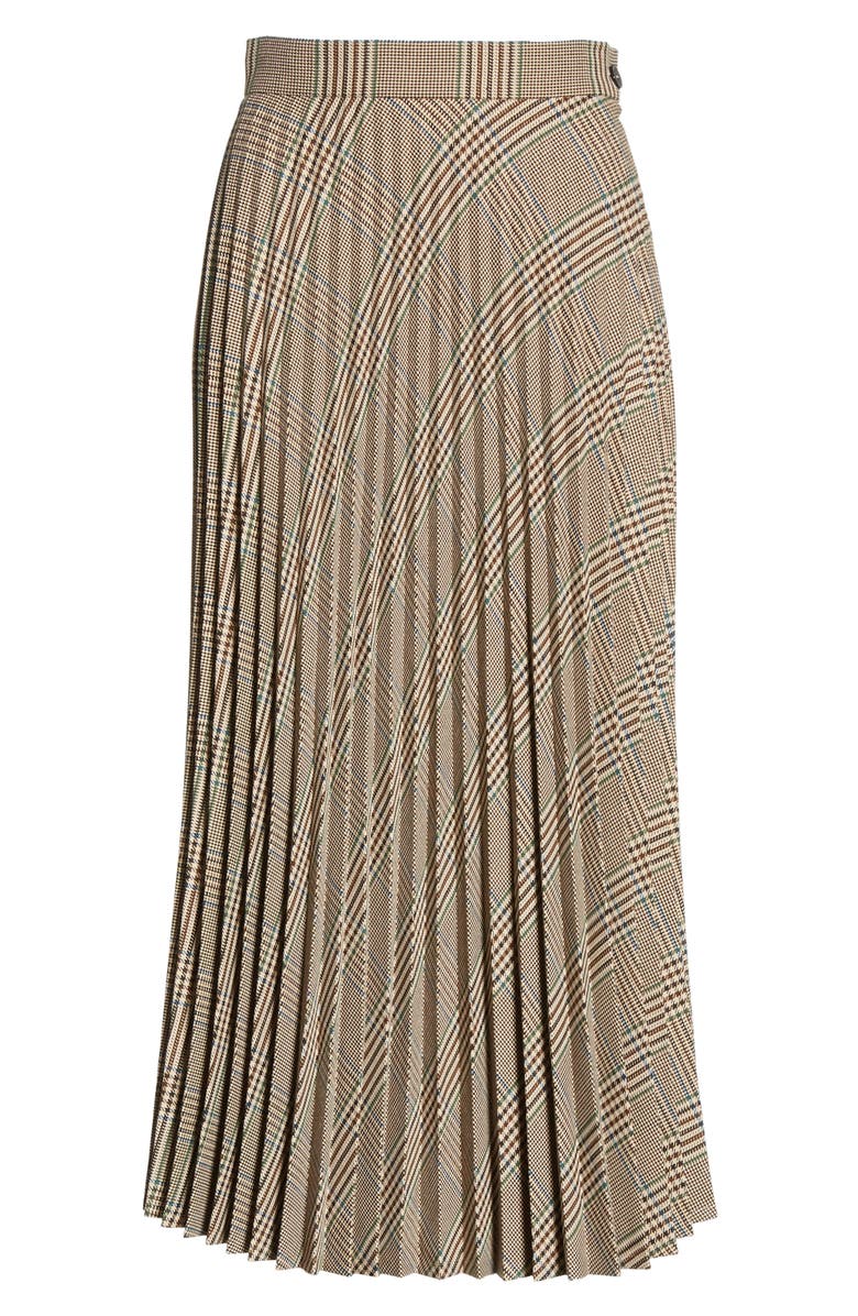 MM6 Maison Margiela Plaid Pleated Midi Skirt, Alternate, color, 
