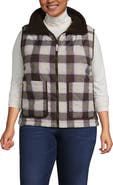 Lands' End Plus Size High Pile Fleece Reversible Mixed Media Vest