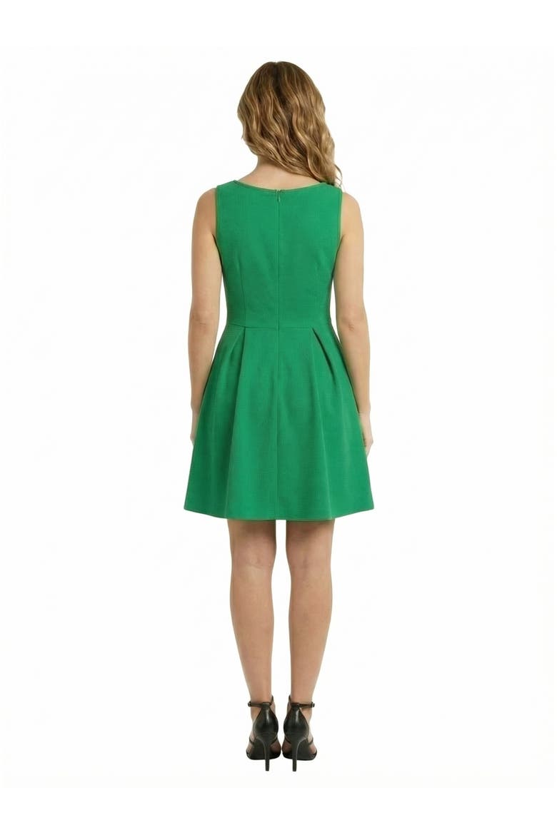 Essential Petite Scoop Neck Sleeveless Pleated Knee Length Pocket Fit N Flare Dress, Alternate, color, Green