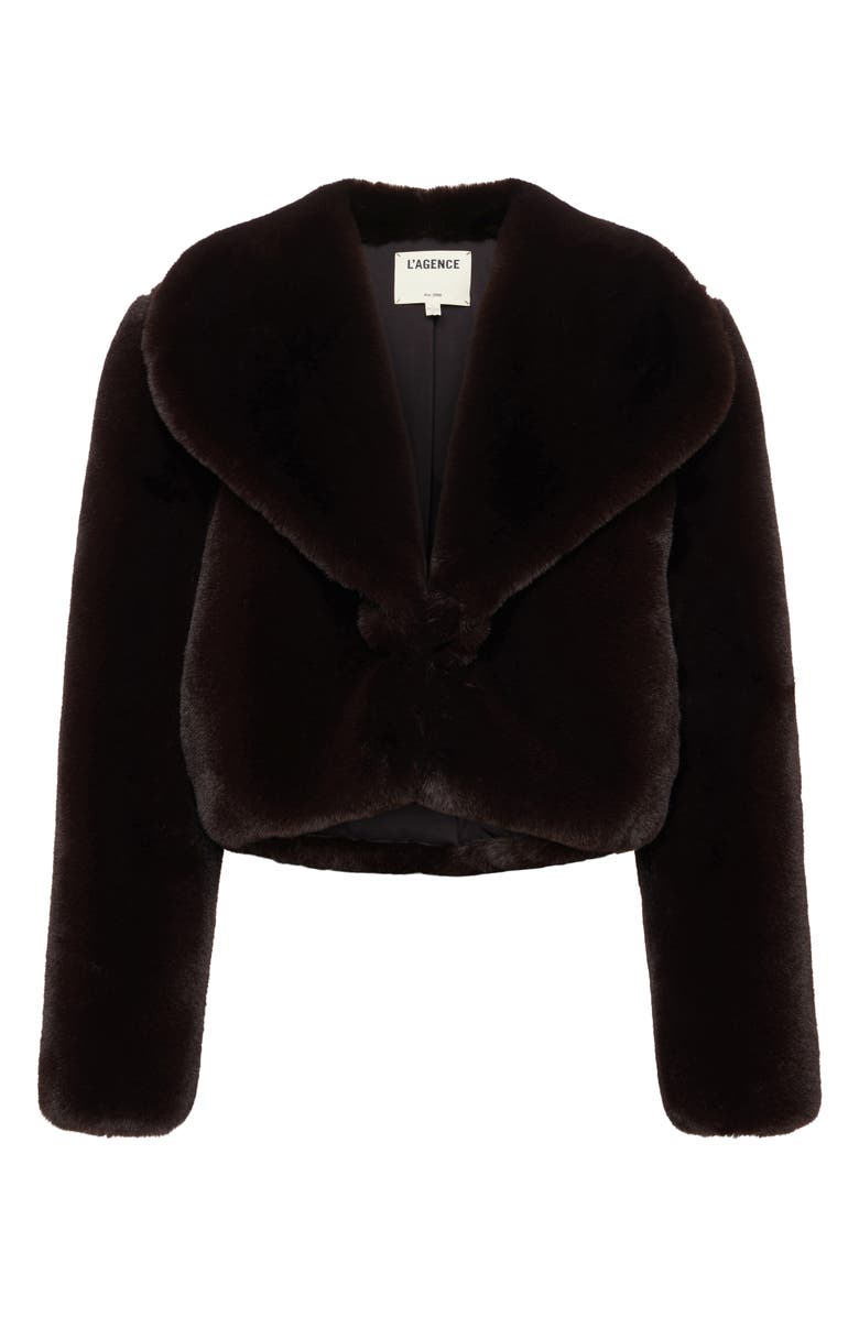 L'AGENCE Davy Crop Faux Fur Jacket, Alternate, color,