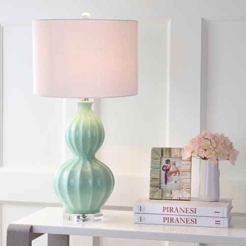 Jonathan Y Designs Faye 28in Glass Table Lamp In Seafoam Green