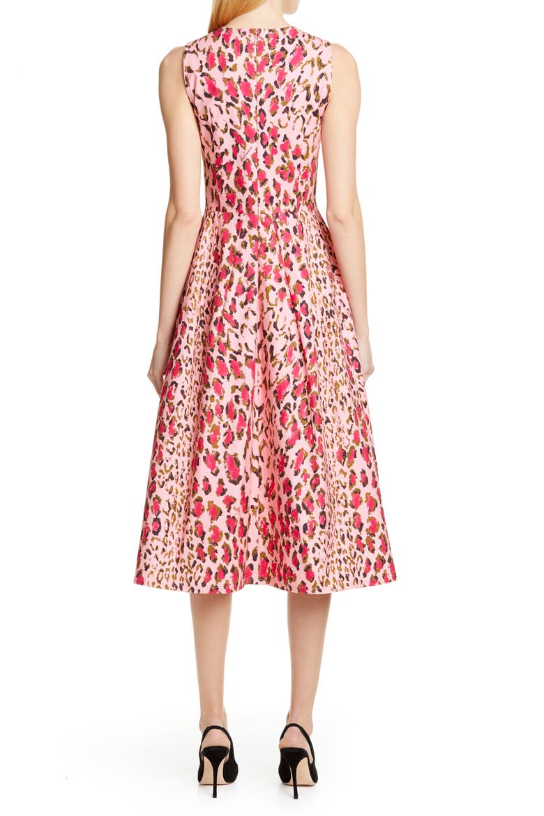 Leopard A-Line Midi Dress, Alternate, color, SHELL PINK MULTI