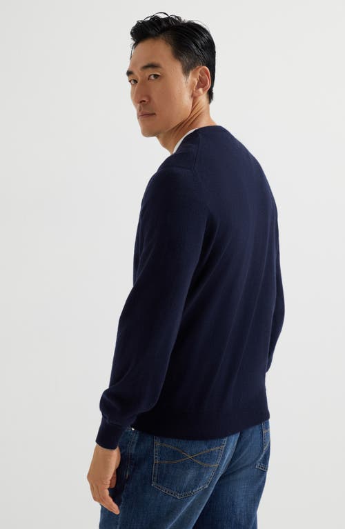 Brunello Cucinelli Cashmere Crew-neck Sweater In Navy Blue