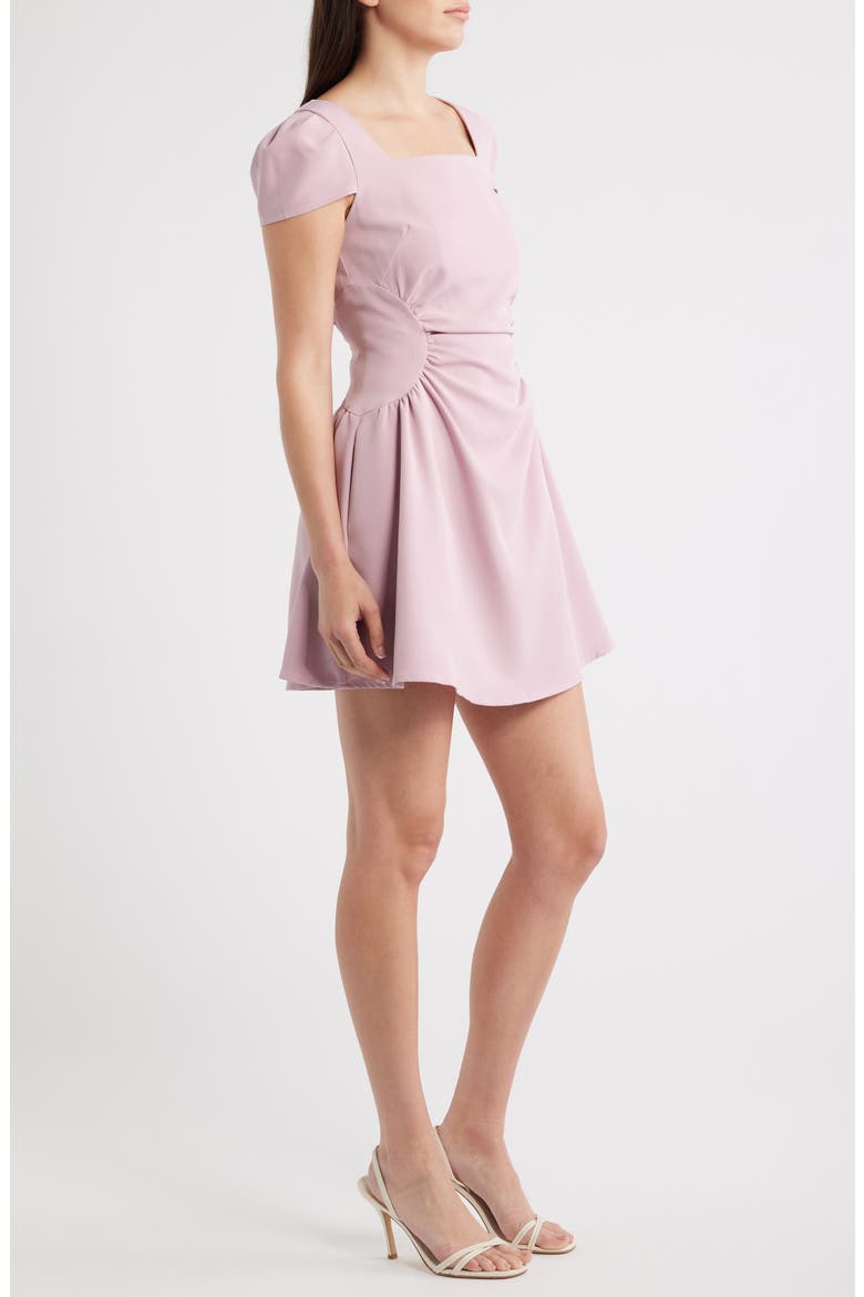 Tilly Ruched Puff Sleeve Flare Dress, Alternate, color, PINK
