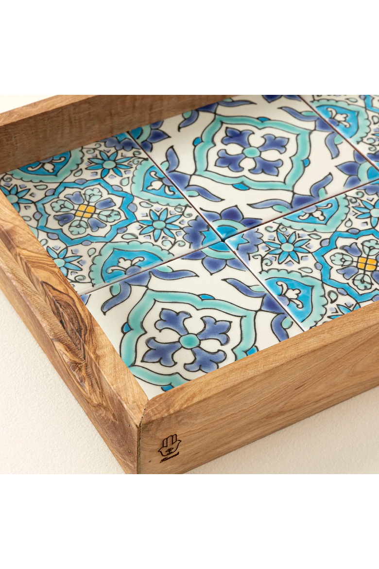 Sea & Sky Tunisian Tile Tray by Kamsah, Alternate, color, Blue / White