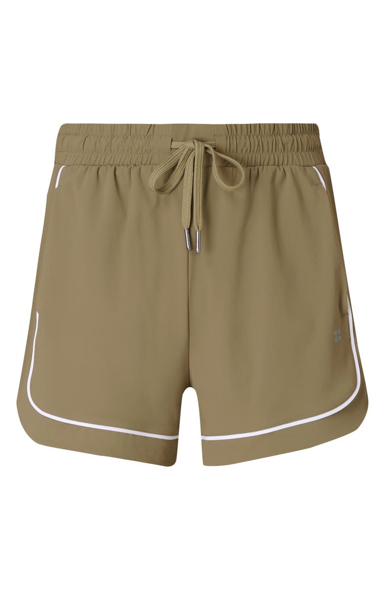 Sweaty Betty Explorer Piped Track Shorts, Alternate, color, Agave Green
