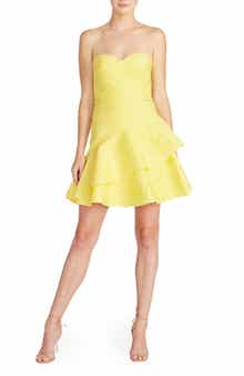 ML Monique Lhuillier Jacquard Strapless Minidress