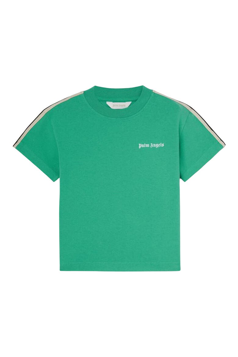 Kids' Track Cotton T-Shirt, Main, color, GREEN/ OFF WHITE