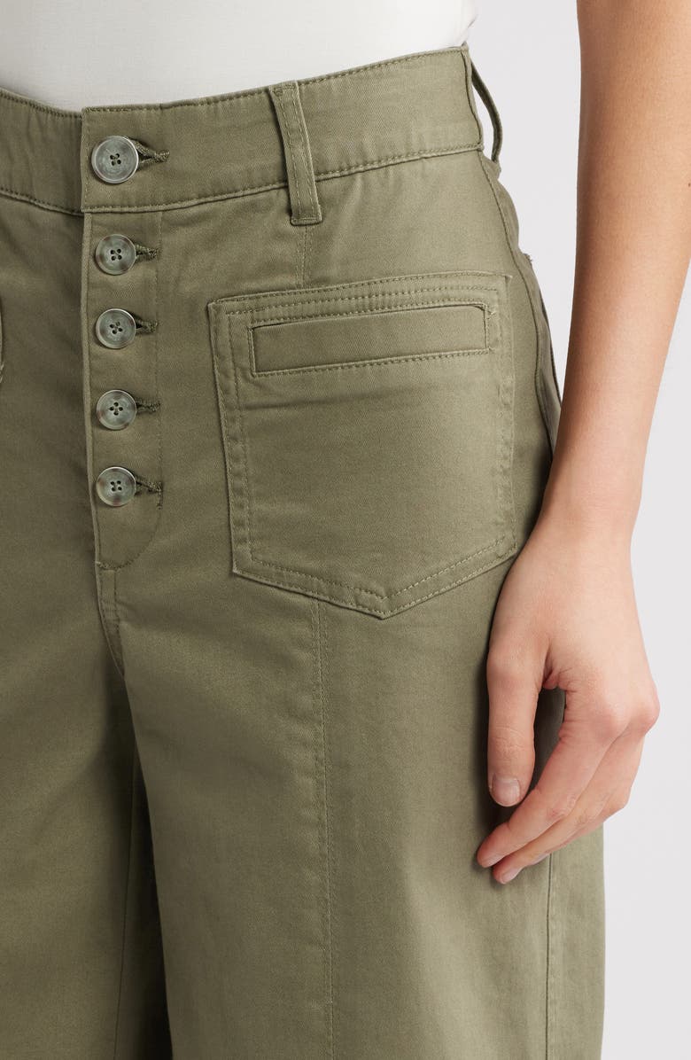 Wit & Wisdom 'Ab'Solution Skyrise High Waist Exposed Button Fly Wide Leg Pants, Alternate, color, Lily Pad