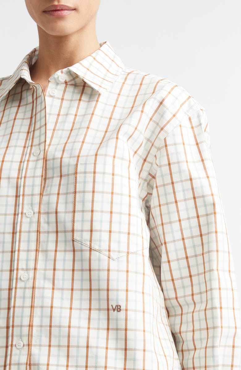 Victoria Beckham Ellys Check Cotton Poplin Button-Up Shirt, Alternate, color, Multi / White Check