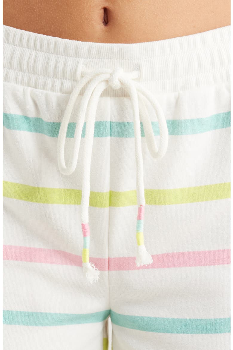 Limes & Sunshine Stripe French Terry Short Lounge Set, Alternate, color, IVORY