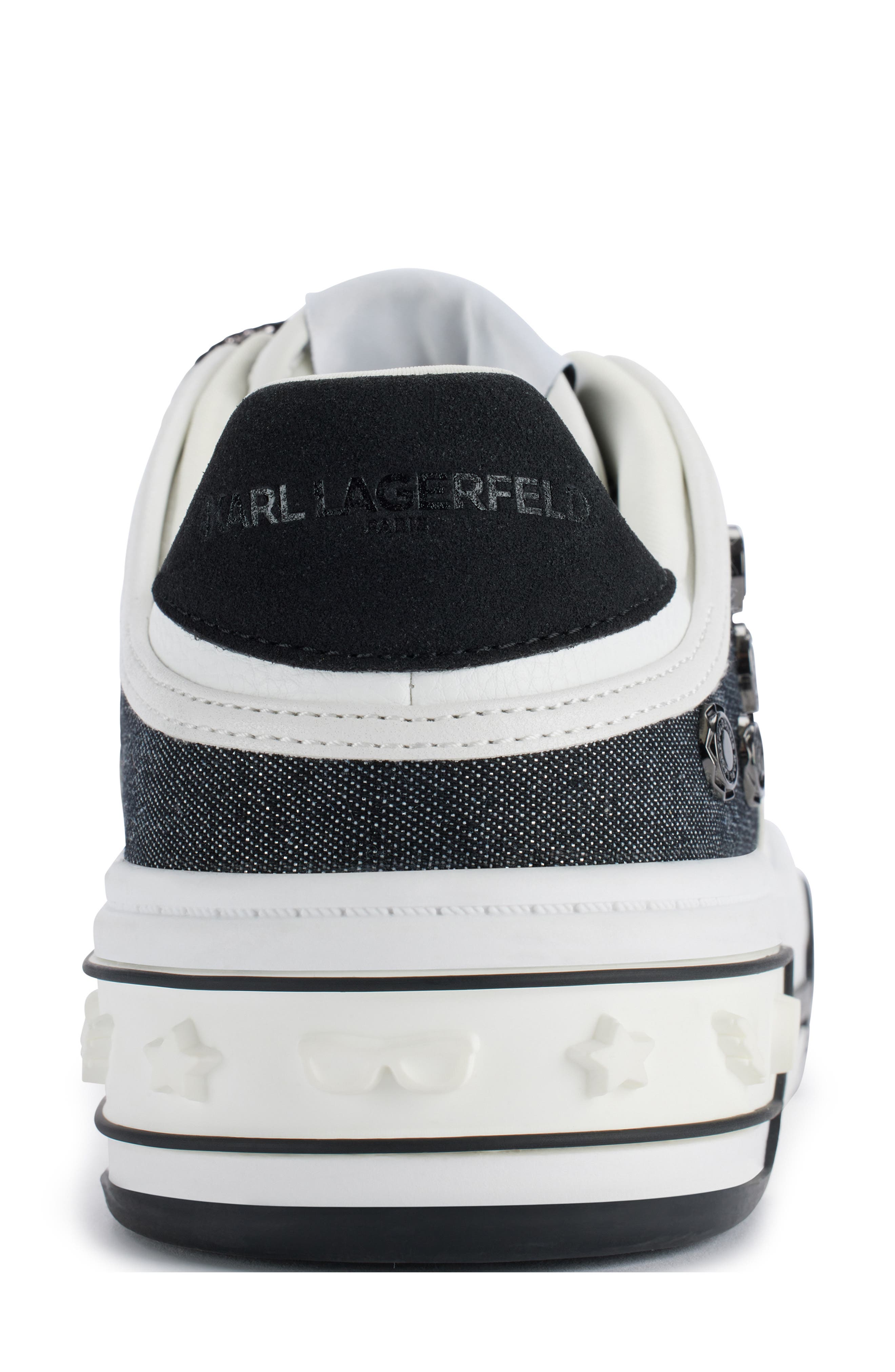 KARL LAGERFELD PARIS Pointed Toe Flat, Alternate, color, Black/ Bright White