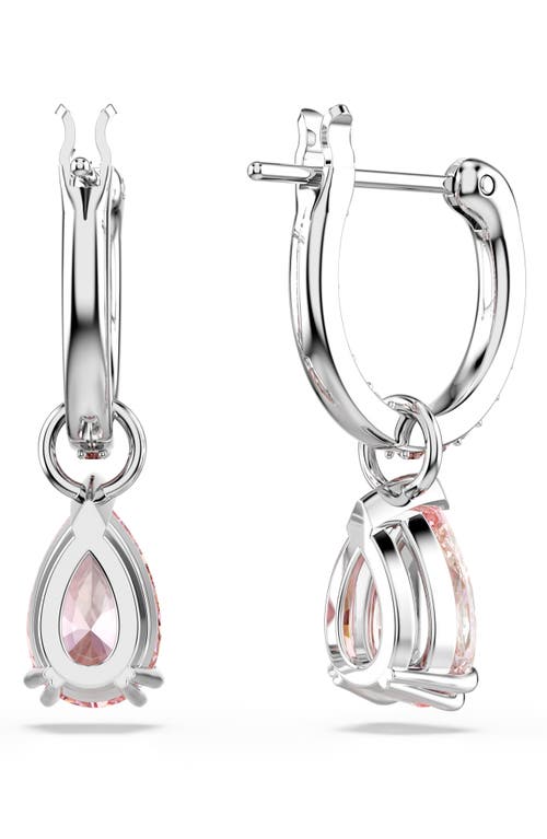 Swarovski Attract Drop Hoop Earrings In Pink