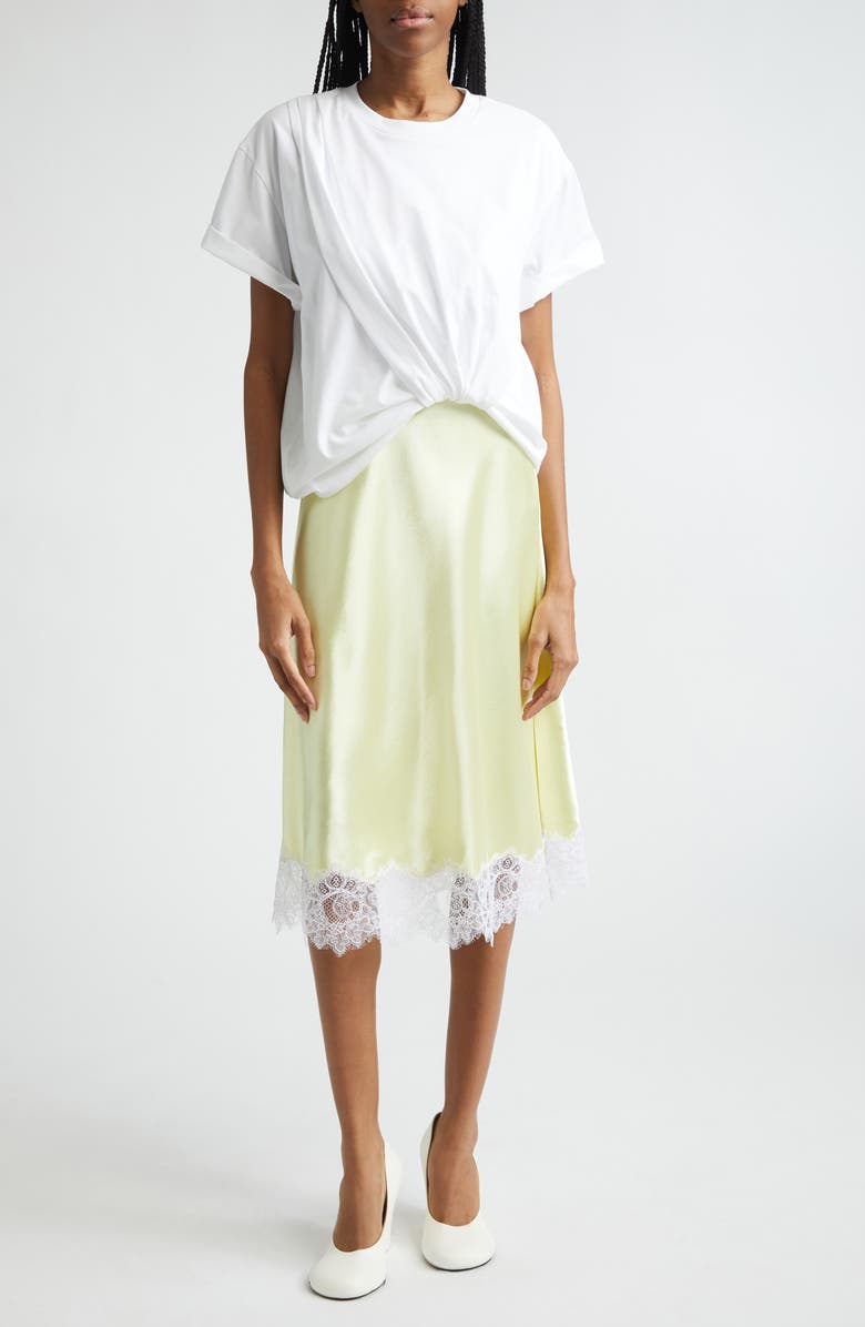 3.1 Phillip Lim Mixed Media Short Sleeve Dress, Main, color, White-Yuzu