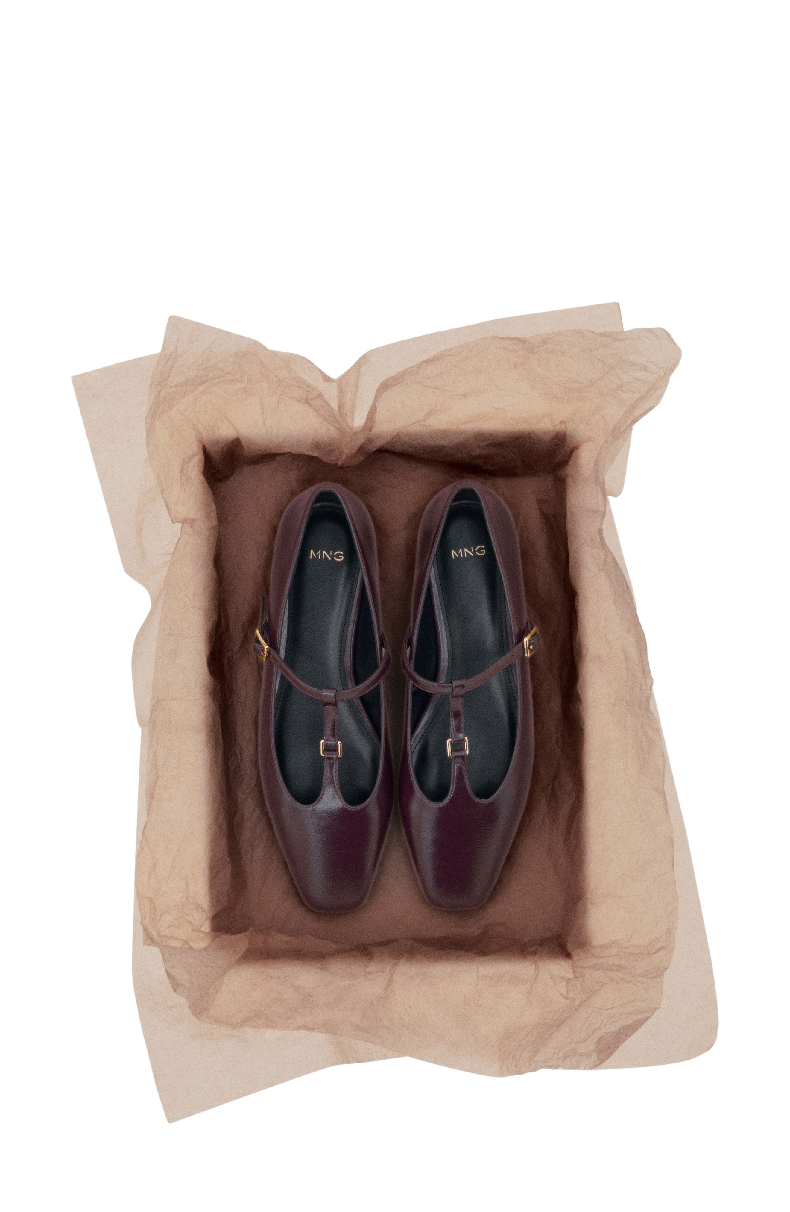 MANGO T-Strap Flat, Alternate, color, Burgundy