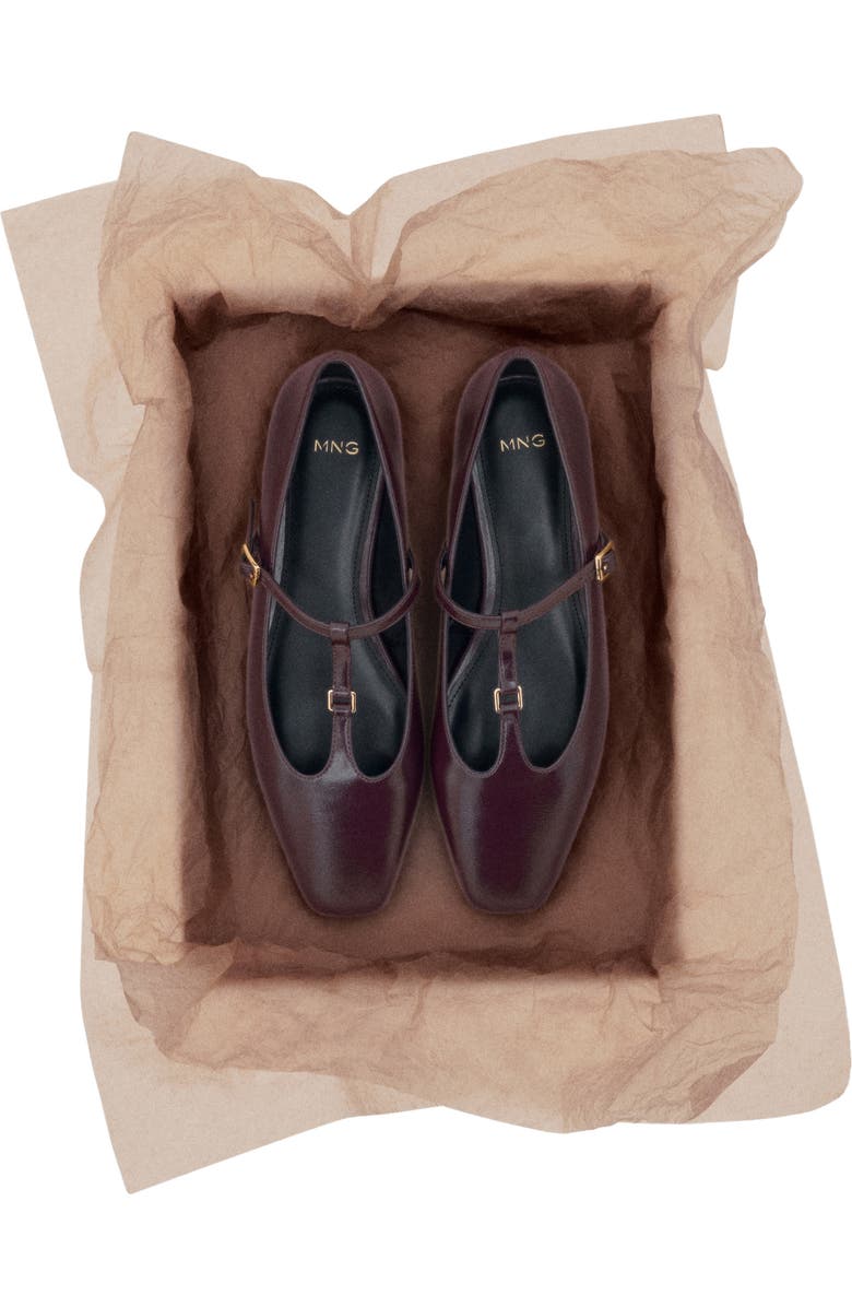 MANGO T-Strap Flat, Alternate, color, Burgundy