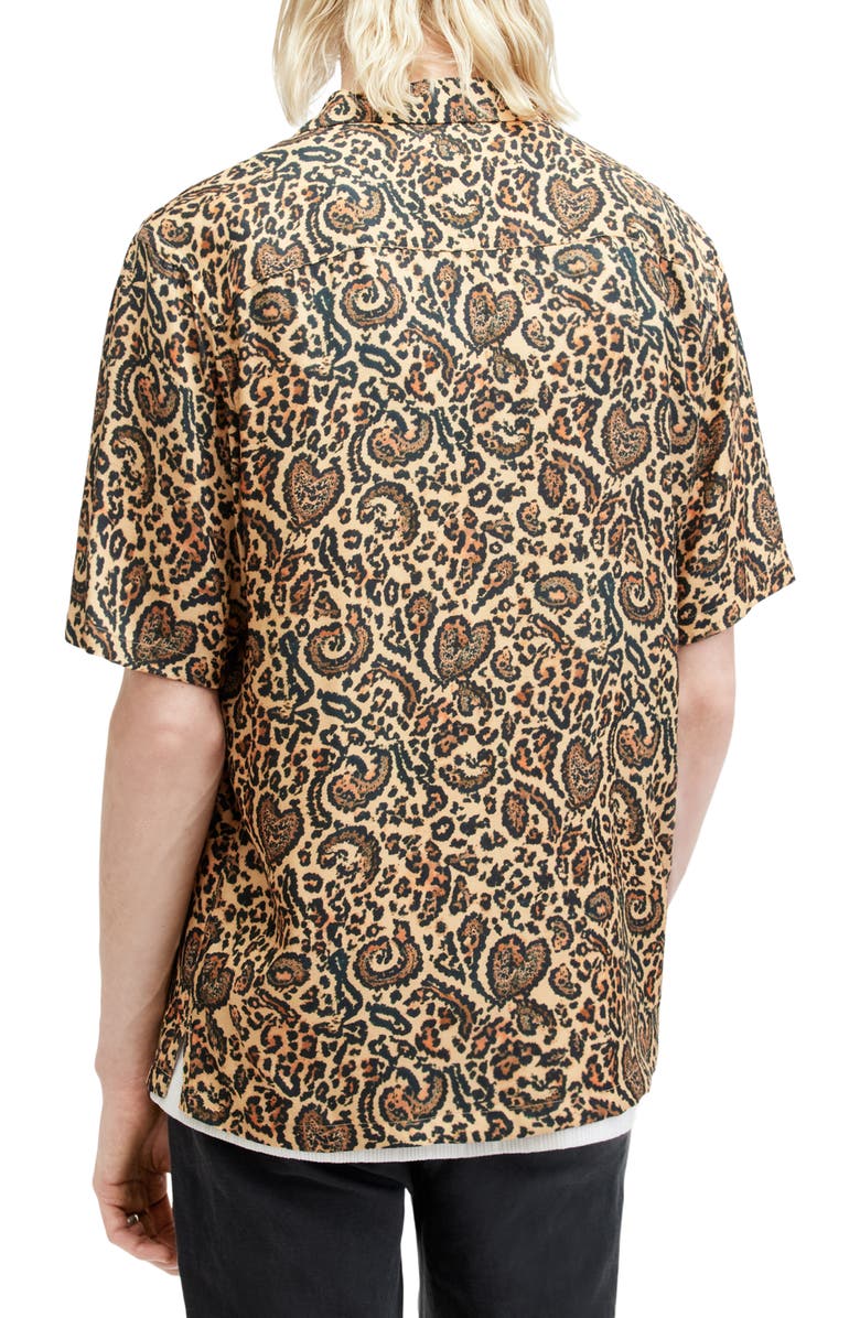 AllSaints Leopard Paisley Camp Shirt, Alternate, color,