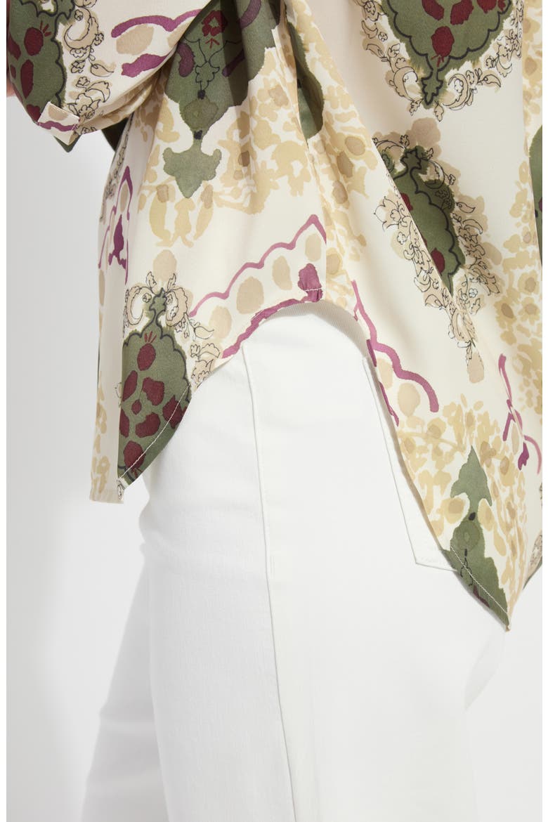 Ishani Scarf Print Button-Up Satin Shirt, Alternate, color, PLACED ARTFUL SCARF